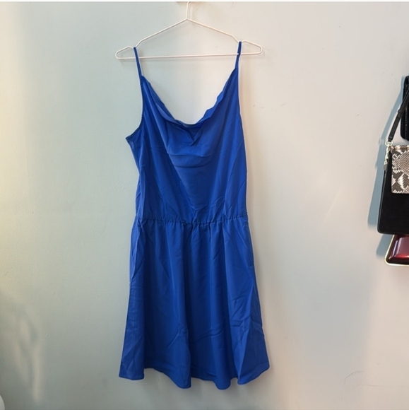A Amanda Uprichard Blue Drape Neck Mini Dress NWT - Picture 1 of 5